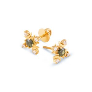 Diopside and White Topaz Studded Earstuds