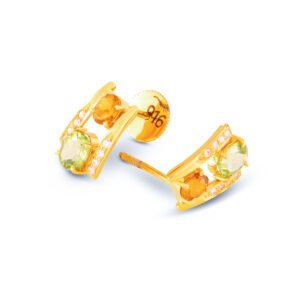 Citrin with Peridot and White Topaz Studded Earstud