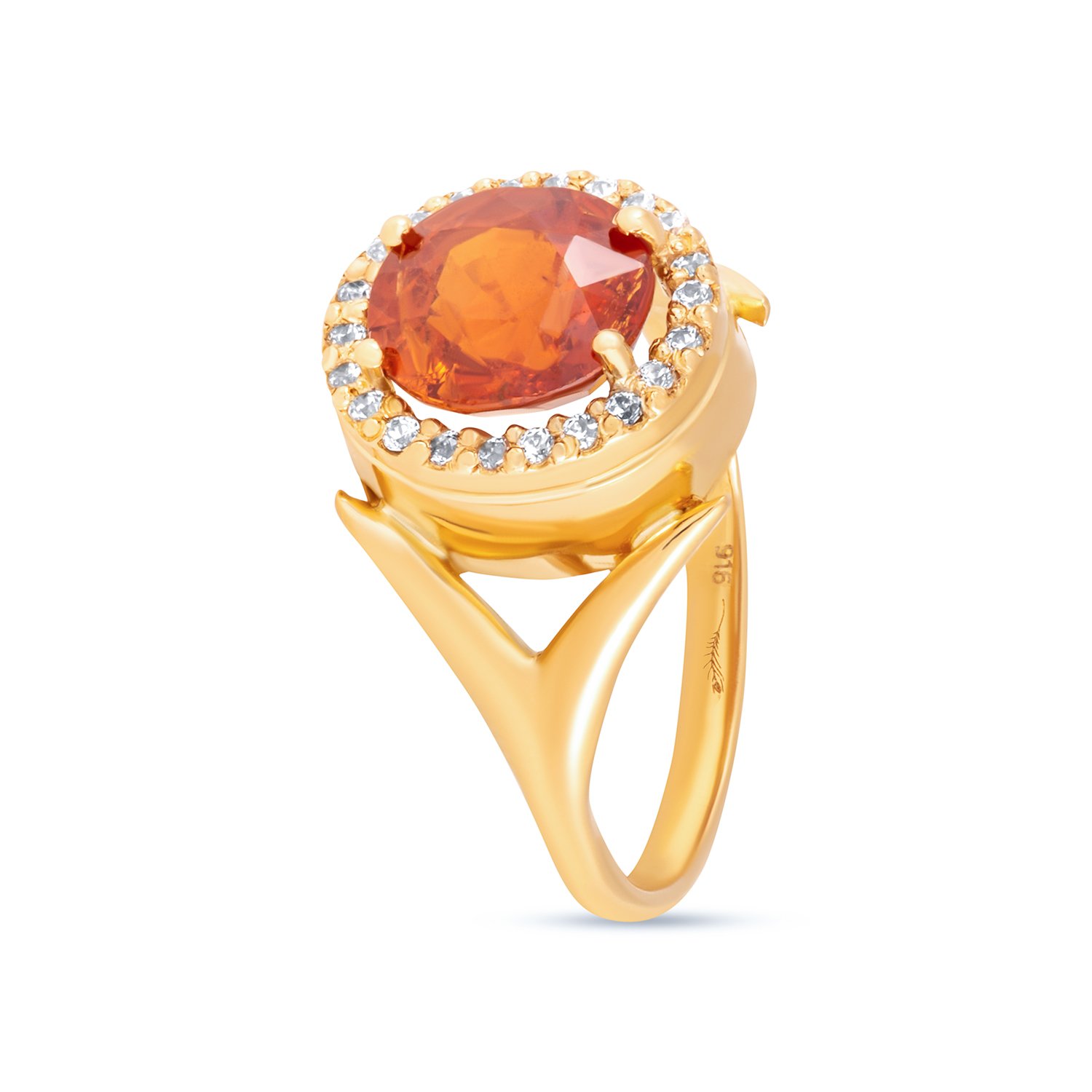 Spessartite Garnet and White topaz Studded Ring