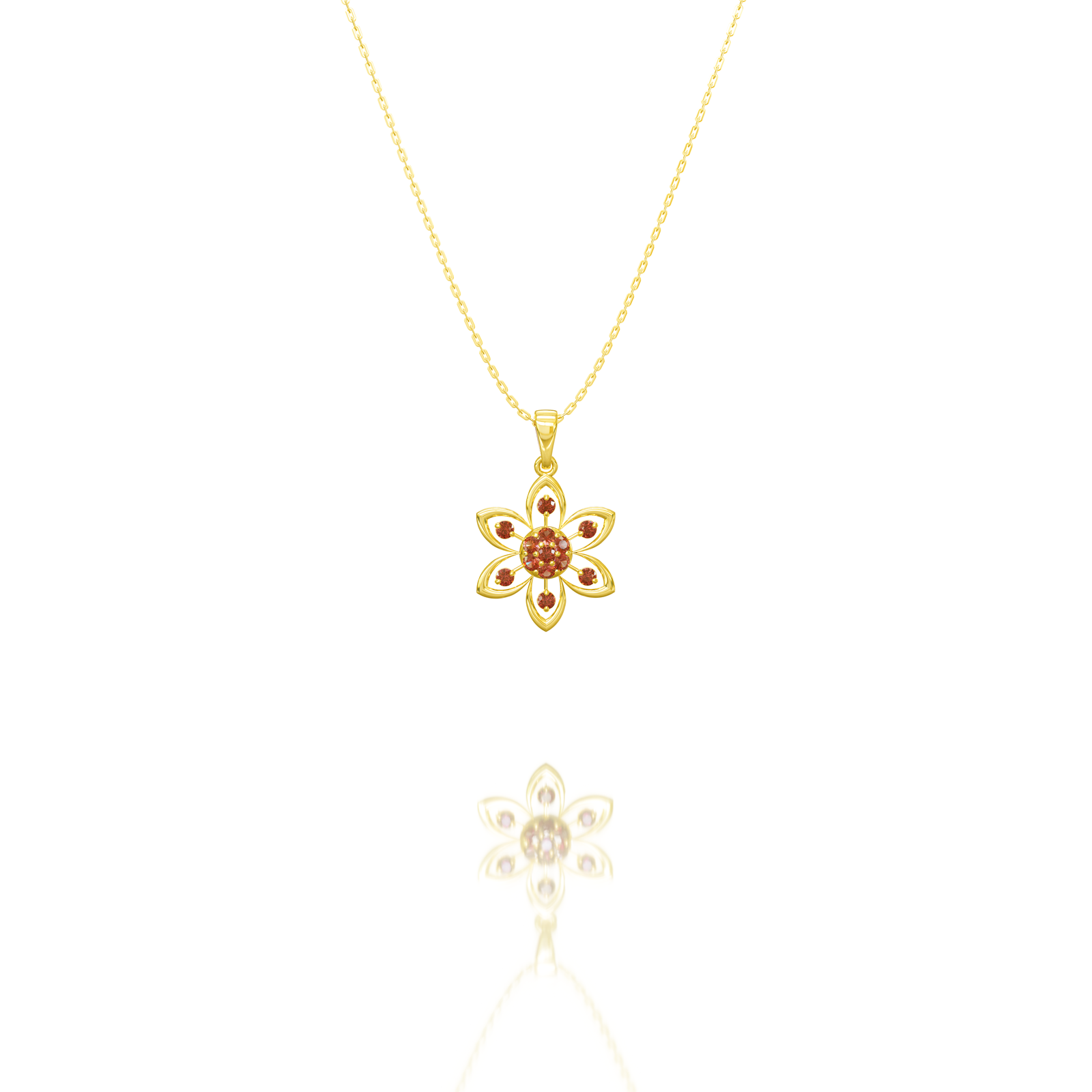 Garnet Studded Flower pendant hanging